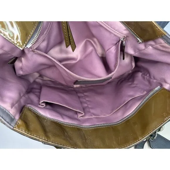 COACH Patent Leather Embossed Shoulder Bag # F17728 Green